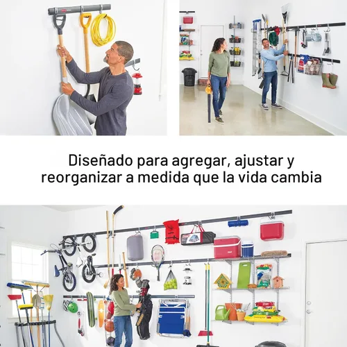 Vista 5 de Rubbermaid Estante de plástico para herramientas de esquina de garaje, fácil de montar, organiza hasta 30 herramientas de mango