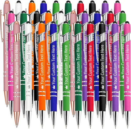 Vista 82 de STREADVE Bolígrafos personalizados personalizados con nombre grabado, logotipo, texto, bolígrafos de escritura suave, regalo personalizado para Negro