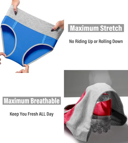 Vista 4 de MISSWHO Cotton High Waisted Womens Underwear Soft Stretch Breathable Full Coverage Ladies Panties Multipack