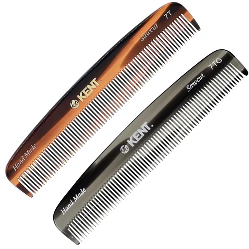 Vista 12 de Kent 7T - Peine de bolsillo de dientes finos de grafito negro para hombres, peine de pelo hecho a mano para hombres para aseo y peinado diario