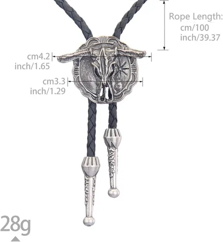 Vista 325 de Jeilwiy Corbata de bolo para hombre, corbata de vaquero occidental, collar de corbata de bolo dorado, corbata de cuero, corbata de Halloween
