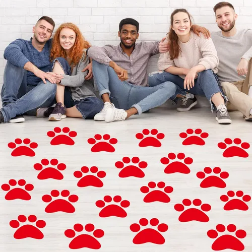 Vista 8 de ReliThick 30 Piezas Calcomanías de Suelo con Huellas de Patas 7.5" Huellas de Patas Grandes Adhesivo de Pared Autoadhesivo Calcomanía de Suelo