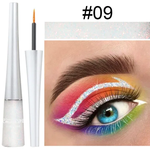 Vista 5 de Ofanyia Rainbow Colorful Glitter Shimmer Liquid Eyeliner Set, 16 piezas, resistente al agua, de larga duración, a prueba de manchas, altamente