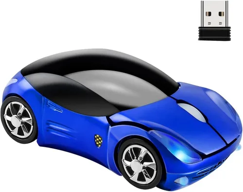 Vista 6 de EALEK, Ratón inalámbrico, mouse con forma de auto 3D, ratón óptico de 2.4 GHz 1600 DPI, lindo mouse USB para PCportátilcomputadora, mouse ergonómico