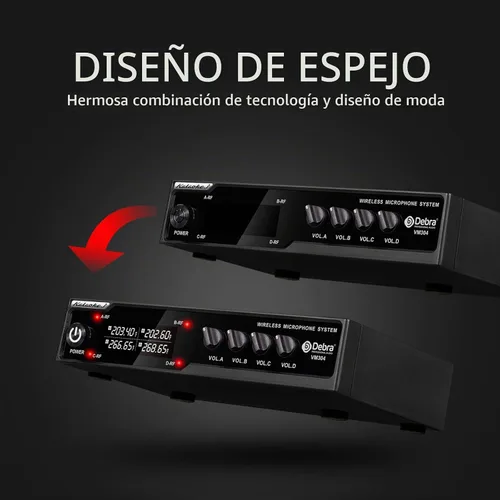 Vista 5 de D Debra Audio VM304 Sistema de micrófono inalámbrico VHF con cuatro micrófonos de mano con interfaz XLR para el hogar, karaoke, boda, conferencia