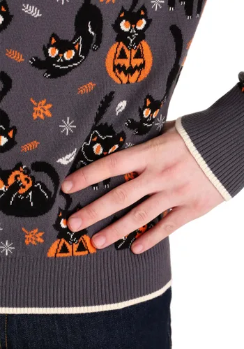 Vista 7 de Suéter de Halloween para Adultos Gato Peculiar Multicolor