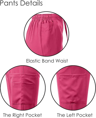 Vista 3 de Dagacci Medical Uniform Conjunto de ropa quirúrgica para mujer, elástico en 4 direcciones, red de contraste dividido y bolsillo