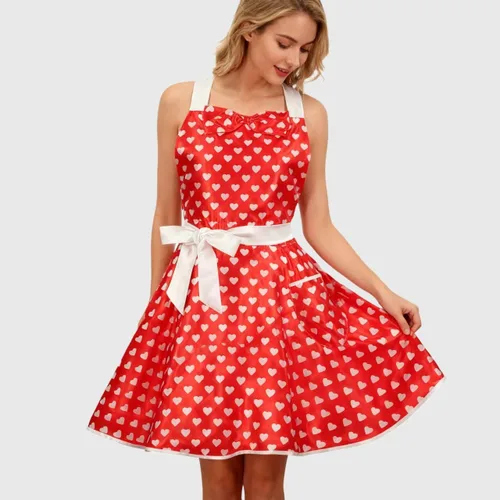 Vista 18 de Delantal de cocina con bolsillo para mujer, delantal vintage para hornear, adecuado para jardinería, regalo del Día de la Madre, regalo para esposa