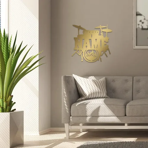 Vista 6 de Letrero de luz nocturna LED único personalizado para colgar en la pared, personalizado con nombre para baterista, músico o profesor de música
