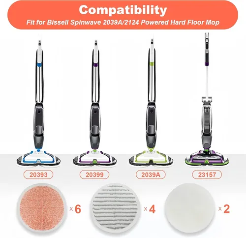 Vista 4 de Almohadillas de repuesto para trapeador Bissell Spinwave: 6 almohadillas para Bissell Spinwave/Spin Wave/Crosswave, experto/mascota/piso duro