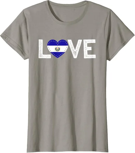 Vista 60 de Camiseta de regalo con la bandera de El Salvador LOVE, Negro, S