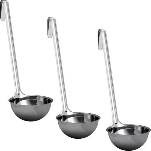 Vista 8 de Cucharón de sopa súper resistente y ergonómico de 1 onza, 1 paquete. Cucharones de acero inoxidable con asas largas. Los mejores accesorios