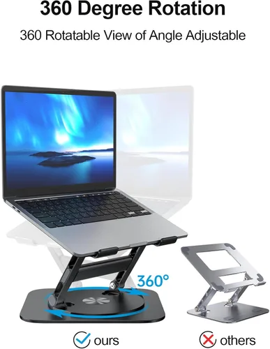 Vista 3 de MCHOSE Soporte para laptop, diseño en H, soporte de computadora estable, elevador ergonómico para laptop con base giratoria de 360°, compatible