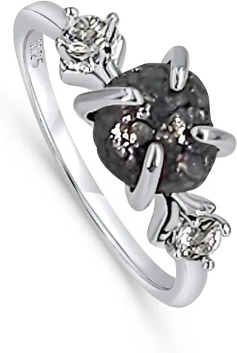 Vista 11 de Anillo de cristal crudo real con piedra natal, plata de ley, oro blanco, regalo de joyería para ella, regalo de Navidad, Día de la Madre