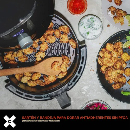 Vista 6 de CRUX Freidora de aire digital de 6 cuartos de galón con sartén antiadherente extraíble apta para lavavajillas y bandeja para crujir, temporizador