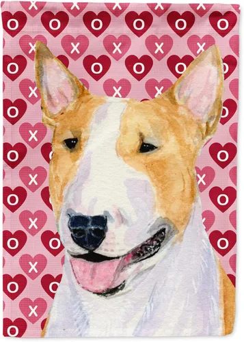 Vista 256 de Caroline's Treasures SS4484GF Bandera de jardín con diseño de bulldog inglés y corazones para el Día de San Valentín, bandera decorativa para patio