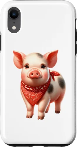 Vista 8 de iPhone 15 Cute Animal With Red Bandana - Nice Pig Lover Case