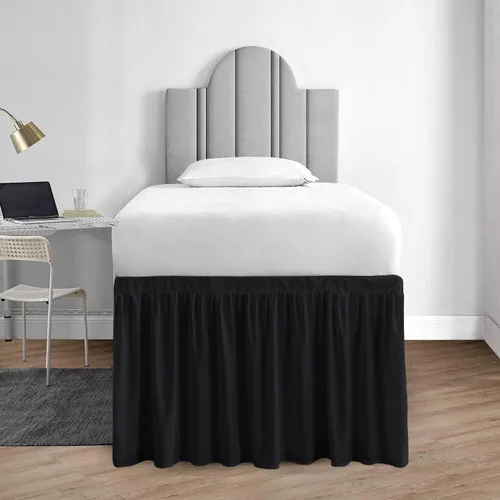 Vista 2 de Falda de cama de calidad de hotel de 800 hilos, 100% algodón con volantes, tamaño de 30 pulgadas, suave, extra larga, elástica, para dormitorio