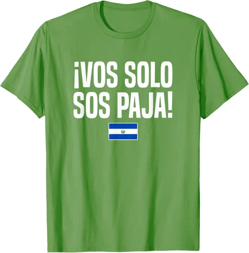Vista 18 de Camiseta Vos Solo Sos Paja Salvadoran Slang Bandera de El Salvador, Negro