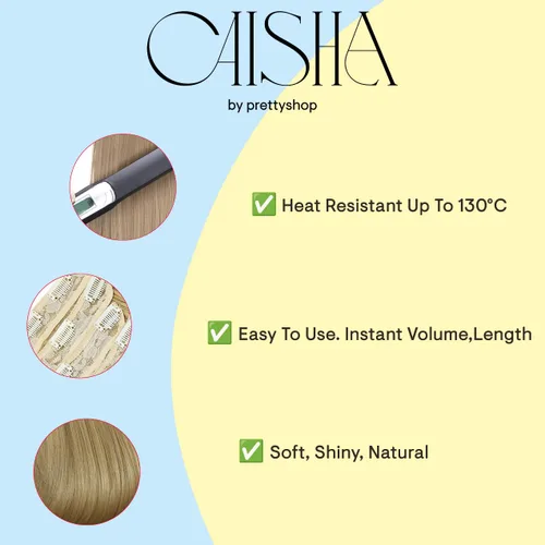 Vista 6 de Prettyshop - Juego de 8 extensiones de pelo con clip, de 24 pulgadas, tamaño XXL, onduladas, rizadas o lacias, resistentes al calor