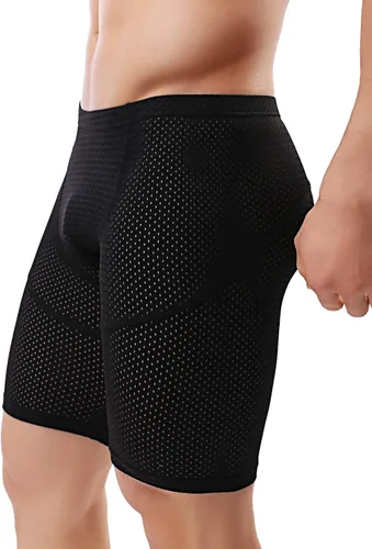 Vista 3 de MIZOK Traje de baño ajustado de malla de yoga para hombre, culturismo, gimnasio, entrenamiento, pantalones cortos Jammer