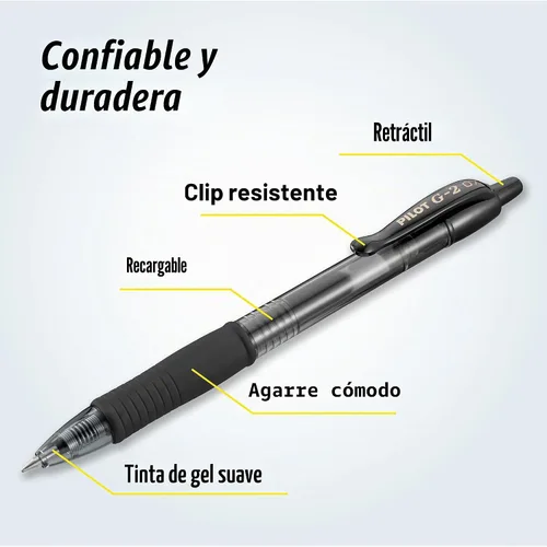 Vista 4 de Pilot G2 Premium 31020 - Bolígrafos de gel de punta fina, tinta negra, 12 unidades De tinta negra