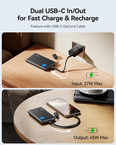 Vista 7 de INIU Cargador portátil compacto de alta capacidad para portátil de 140 W 25000 mAh y banco de energía ultra delgado de 45 W 10000 mAh