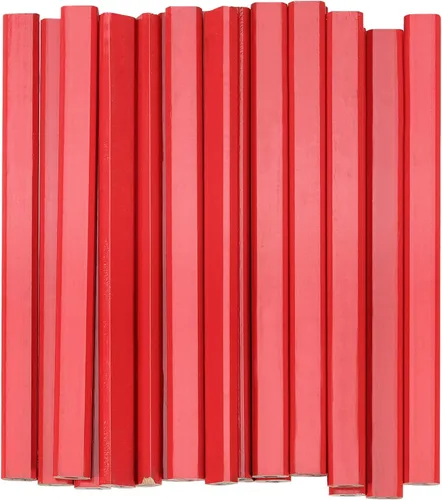 Vista 4 de SINJEUN 144 lápices de carpintero rojo de 7 pulgadas, lápiz de madera plano octogonal, lápices profesionales de grafito duro duro de grafito duro