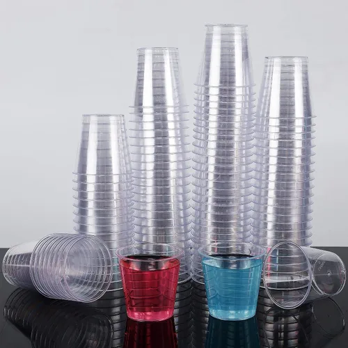 Vista 7 de Zcaukya 100 vasos de chupito, vasos duros desechables de plástico transparente de 1 oz, mini tazas, gran recipiente para salsa, degustación