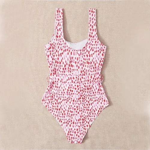 Vista 2 de CYee Women Tie Dye Wrap One Piece Swimsuits Tummy Control High Waisted Tie Bow Monokini Bathing Suit