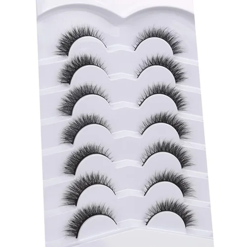Vista 3 de Pooplunch - Pestañas postizas estilo ojo de gato, extensión de volumen 8D natural, finas, cortas, de visón sintético, tiras de pestañas postizas