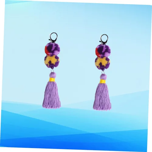 Vista 2 de AOKWAWALIY 2pcs tassel keychain fluffy keychain backpack keychains Funny Key Chain Tassels Keyring Tassels Keychain