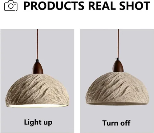 Vista 4 de Creative Round Microcement Hanging Lights Retro Industrial Pendant Light Wood Concrete Lamparas Chandelier Indoor Lighting