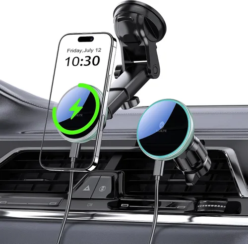 Vista 11 de Soporte magnético para teléfono Mag-Safe Car Mount Charger Dash parabrisas