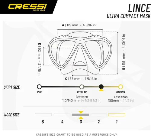 Vista 5 de Cressi LINCE, máscara de buceo, esnórquel y apnea para adultos - Cressi: 100% fabricado en Italia desde 1946