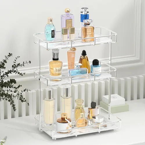 Vista 16 de Dobbyby Bandeja de Tocador Organizador de Maquillaje Almacenamiento de Cosméticos Organizador de Cuidado de la Piel para Baño Estante de Exhibición