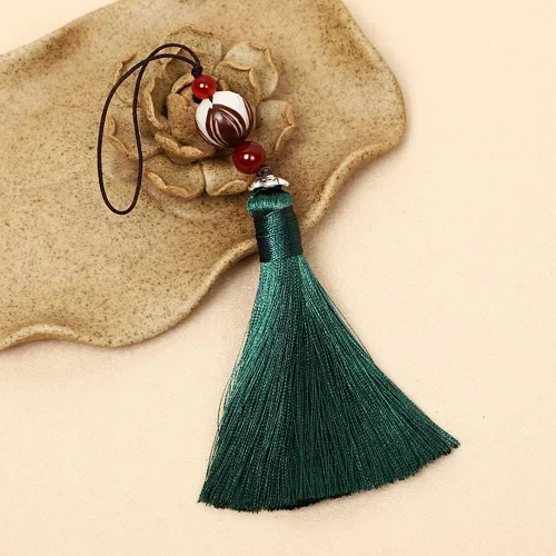 Vista 2 de WEISHA Llavero 1 pieza Bodhi Lotus Flower Tassel Pendant Mo Dao Zu Shi Wei WuXian Lanzhan, accesorios de cosplay, cordón trenzado hecho a mano