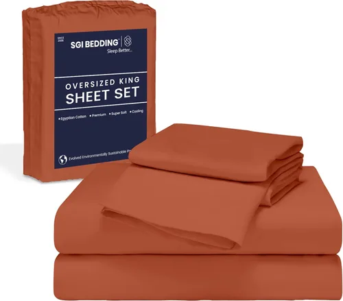 Vista 16 de SGI Bedding 108" x 108" Juego de sábanas de 4 piezas de tamaño Alaskan King de 1000 hilos 100% de algodón egipcio - Sábanas de bolsillo profundo
