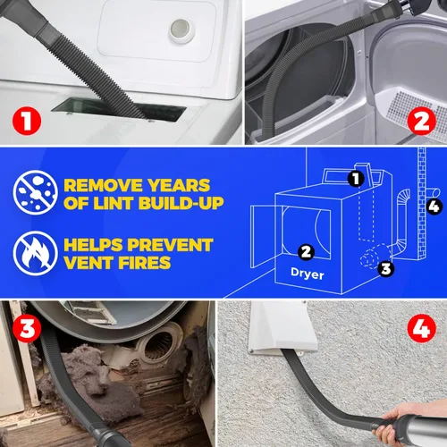 Vista 3 de Holikme Kit limpiador de ventilación de secadora, accesorio de manguera de Negro