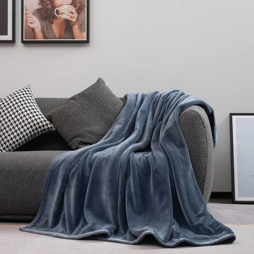 Vista 3 de Mellowdy Manta de franela extra gruesa y mullida (gris oscuro, 60x80) - Manta cálida de tamaño individual de 500GSM para invierno, otoño Suave