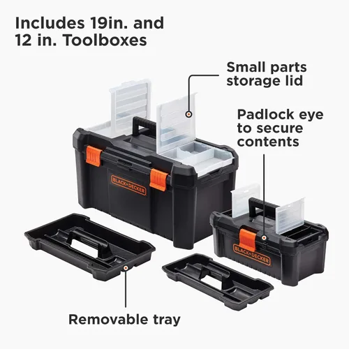 Vista 3 de Beyond by BLACK+DECKER - Paquete de caja de herramientas, 19 pulgadas y 12 pulgadas (BDST60129AEV)