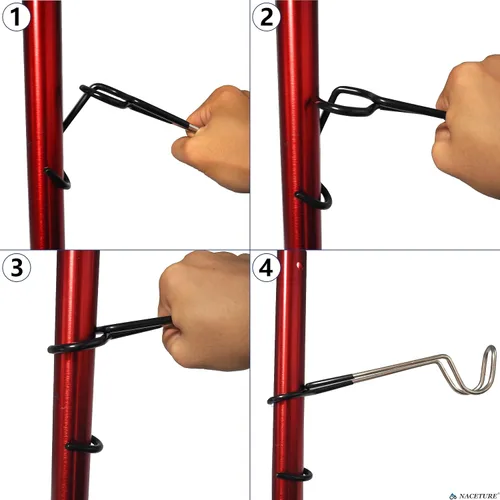 Vista 4 de NACETURE Soporte para farol, poste de luz de campamento, soporte de linterna de campamento resistente, accesorios de campamento, gancho para poste