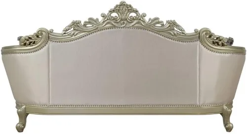 Vista 6 de Acme Sofá Gorsedd con 5 almohadas en tela crema y marfil dorado