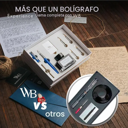 Vista 6 de Wordsworth & Black Luxury Fountain Pen Set for Writing, 6 Nibs, Blue Cromo azul