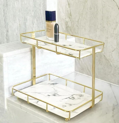 Vista 19 de Dobbyby Bandeja de Tocador Organizador de Maquillaje Almacenamiento de Cosméticos Organizador de Cuidado de la Piel para Baño Estante de Exhibición