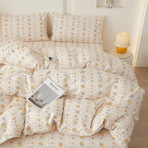 Vista 31 de HighBuy Juego de funda de edredón vintage con volantes y estampado de rayas francesas, 100% algodón con cierre de cremallera, juego de ropa de cama