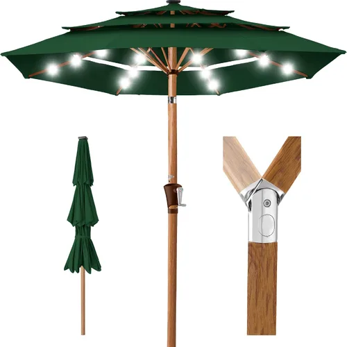 Vista 26 de Best Choice Products - Sombrilla solar de 10 pies de 3 niveles para patio, sombrilla de sol para exteriores, mercado, patio trasero, terraza, junto