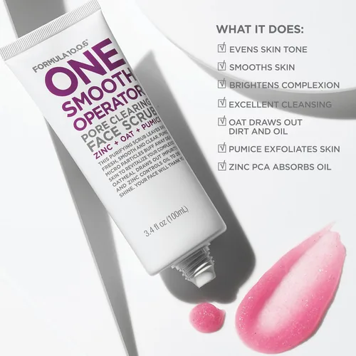 Vista 2 de Formula 10.0.6 Un operador suave (3.4 onzas líquidas) exfoliante facial para limpiar poros que deja la piel fresca, suave y clara, vegano, sin