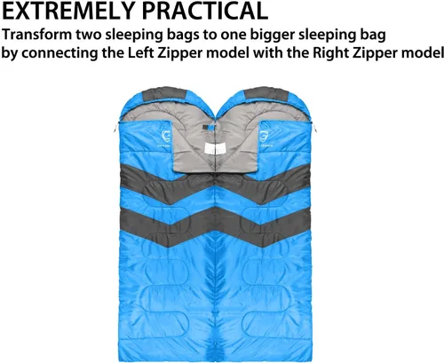 Vista 3 de Gold Armour Sacos de dormir para adultos, niños, niñas, mochileros, senderismo, campamento, clima frío y cálido 4 estaciones, uso en interiores