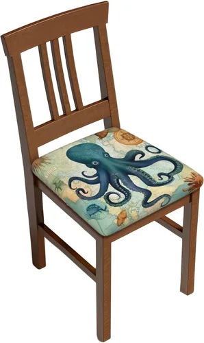 Vista 11 de Fundas de asiento para silla cuadrada de comedor de otoño de 16.9 pulgadas, dos piezas, funda de cojín elástica ajustable de repuesto extraíble